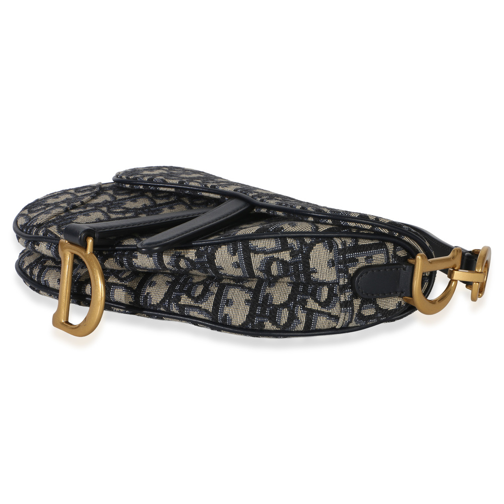 Christian Dior Navy Oblique Canvas Mini Saddle Bag - Picture 7 of 8